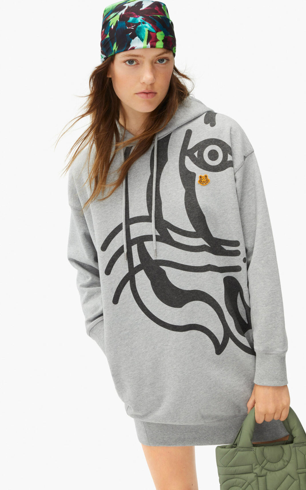 Vestidos Kenzo K Tiger hooded sweater Mujer Gris XHS892746